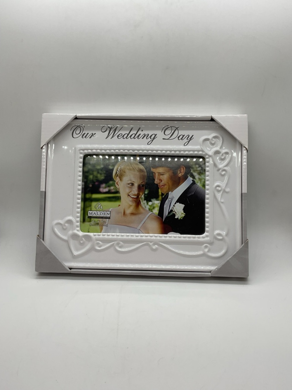 New in Open Box “Our Wedding Day" White Decorative Photo Frame by Malden